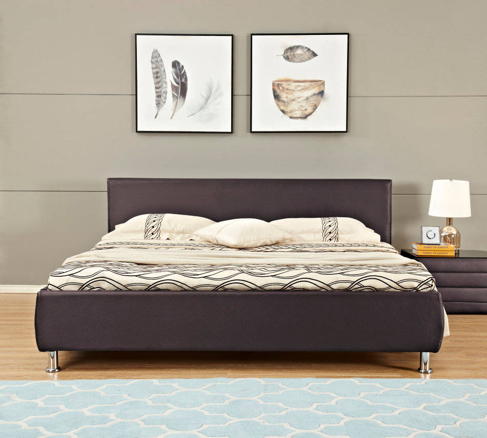 Beds Hazlo Aleksandr Faux Leather Bed Base with Headboard King